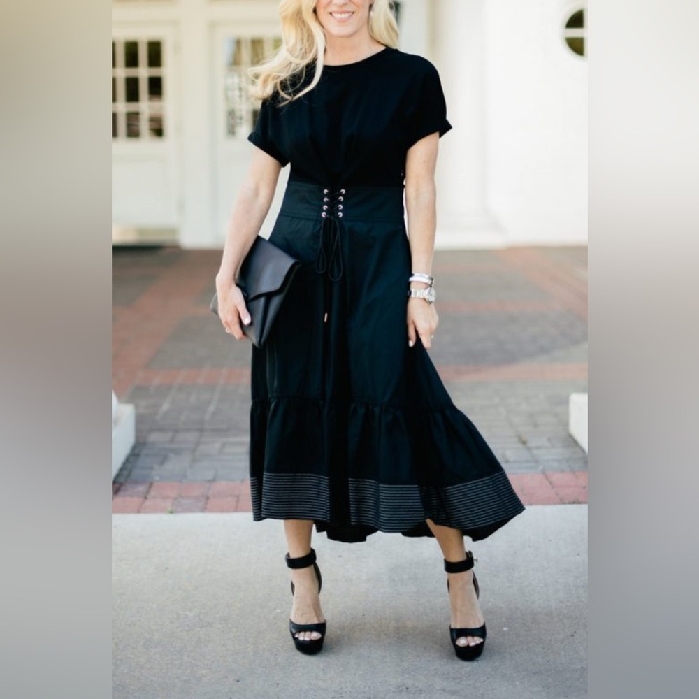 3.1 PHILLIP LIM Black Corset Waist High-Low Skirt